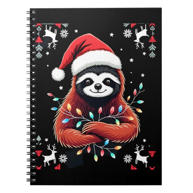 Christmas Shirt for Sloth Lover Gift Santa Buffalo Notebook (Front)