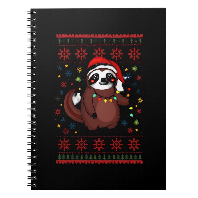 Christmas Shirt for Sloth Lover Gift Santa Buffalo Notebook (Front)
