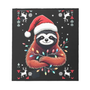 Christmas Shirt for Sloth Lover Gift Santa Buffalo Notepad