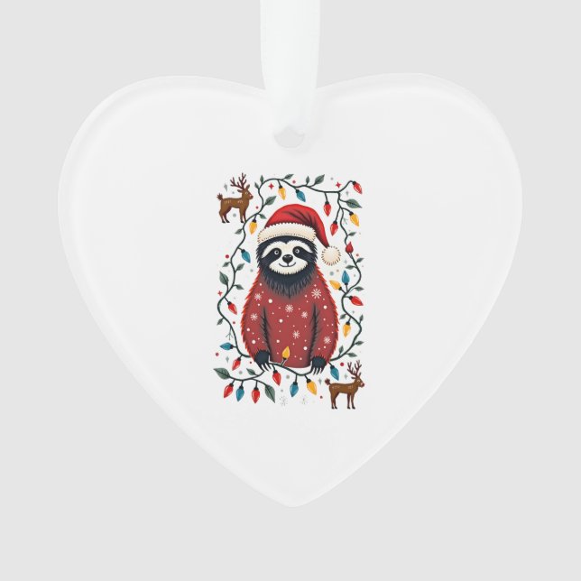 Christmas Shirt for Sloth Lover Gift Santa Buffalo Ornament (Front)