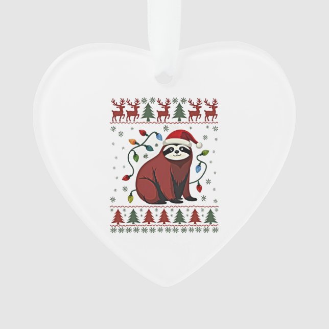 Christmas Shirt for Sloth Lover Gift Santa Buffalo Ornament (Front)