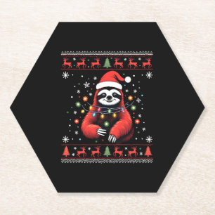 Christmas Shirt for Sloth Lover Gift Santa Buffalo Paper Coaster