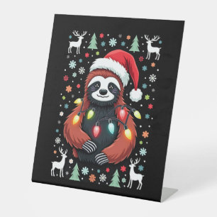 Christmas Shirt for Sloth Lover Gift Santa Buffalo Pedestal Sign