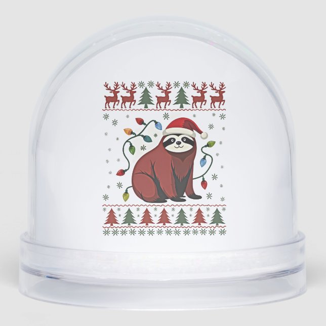 Christmas Shirt for Sloth Lover Gift Santa Buffalo Snowglobe (Front)