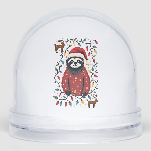 Christmas Shirt for Sloth Lover Gift Santa Buffalo Snowglobe (Front)