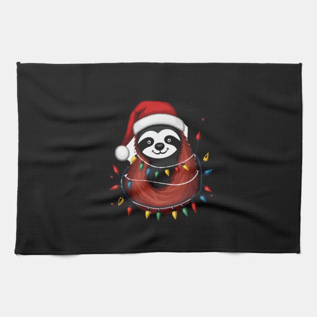 Christmas Shirt for Sloth Lover Gift Santa Buffalo Tea Towel (Horizontal)