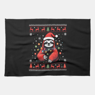 Christmas Shirt for Sloth Lover Gift Santa Buffalo Tea Towel