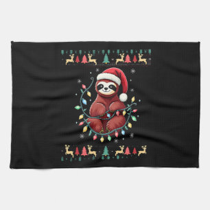 Christmas Shirt for Sloth Lover Gift Santa Buffalo Tea Towel
