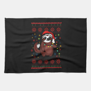 Christmas Shirt for Sloth Lover Gift Santa Buffalo Tea Towel