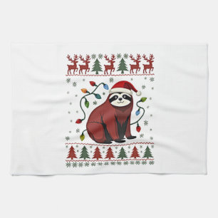 Christmas Shirt for Sloth Lover Gift Santa Buffalo Tea Towel