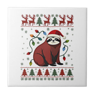Christmas Shirt for Sloth Lover Gift Santa Buffalo Tile