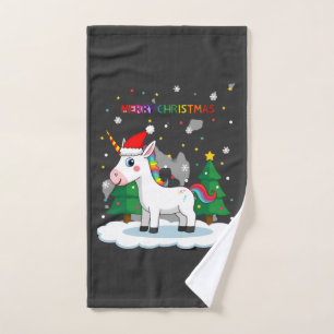 Christmas Shirt Unicorn Girls Christmas Outfit Chr Hand Towel