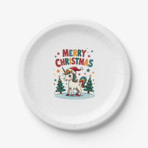 Christmas Shirt Unicorn Girls Christmas Outfit Chr Paper Plate