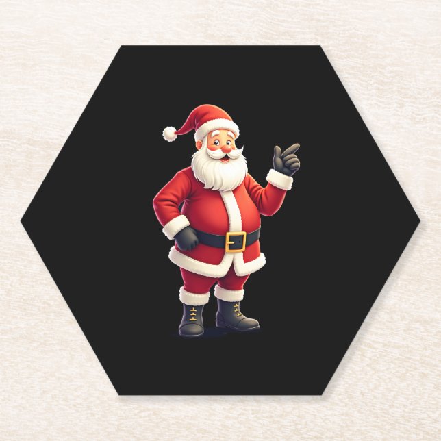 Christmas Shirts for Boys Kids Dabbing Santa Xmas  Paper Coaster (Front)