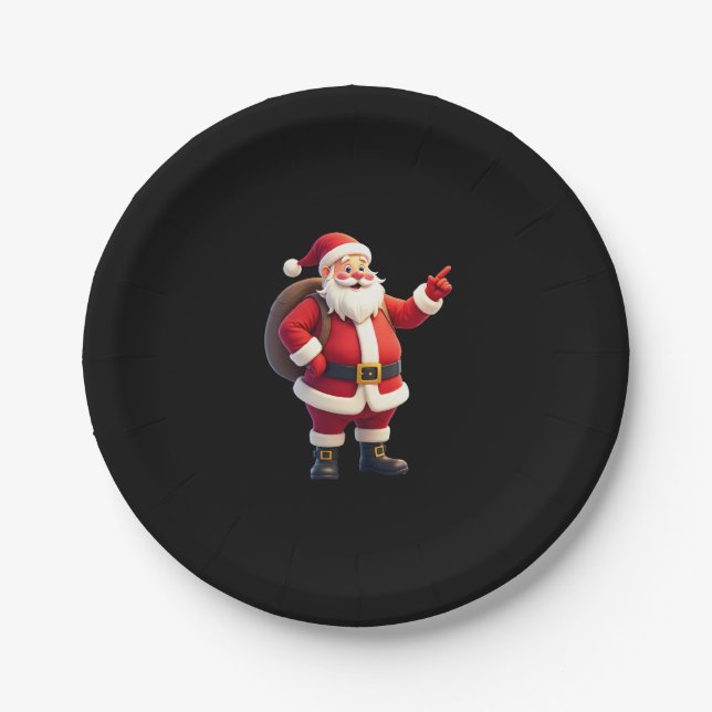 Christmas Shirts for Boys Kids Dabbing Santa Xmas  Paper Plate (Front)