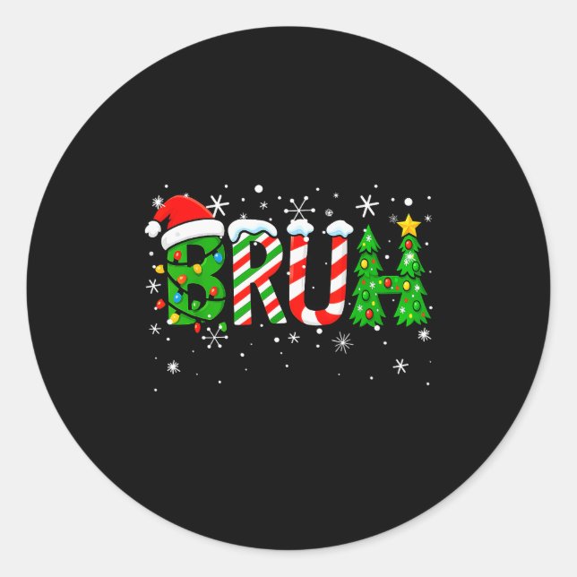 Christmas Shirts For Kids Boys Bruh Funny Christma Classic Round Sticker (Front)