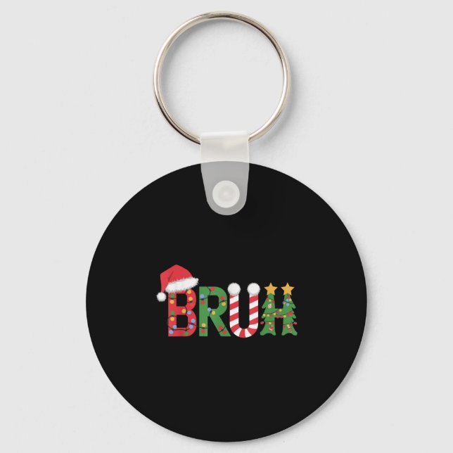 Christmas Shirts For Kids Boys Bruh Funny Christma Key Ring (Front)