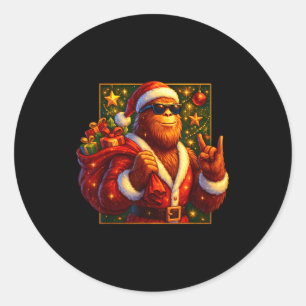 Christmas Shirts Funny Xmas Sasquatch Santa Bigfoo Classic Round Sticker
