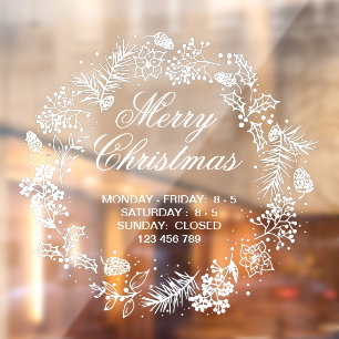Christmas Shop Decor Holiday Season White  Window Cling