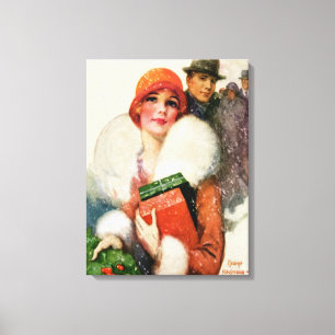 CHRISTMAS SHOPPERS HOLIDAY VINTAGE CANVAS PRINT