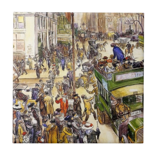 Christmas Shoppers on Fifth Avenue (New York City) Tile (Front)