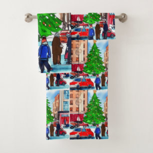 Christmas Shopping Bath Towel Set
