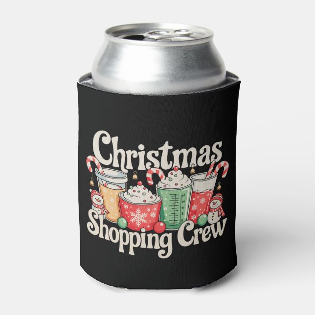 Christmas Shopping Crew Xmas Coffee Holiday Season Can Cooler (Can Front)
