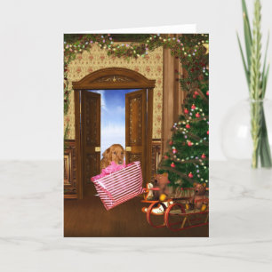 Christmas shopping dog holiday card