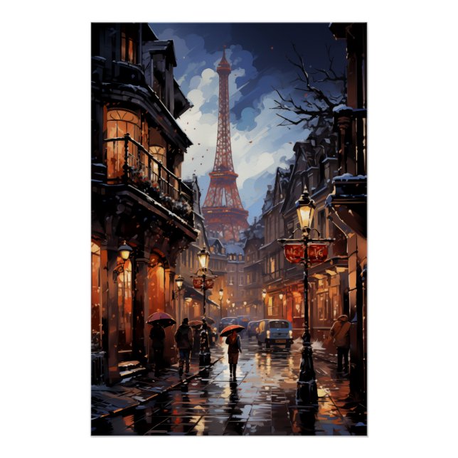 Christmas Shopping In Paris Poster (Front)