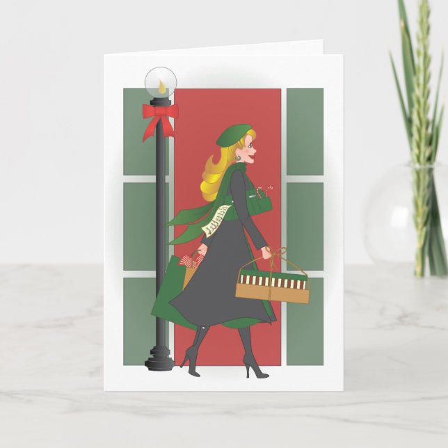 Christmas Shopping in the City Holiday Card (Front)