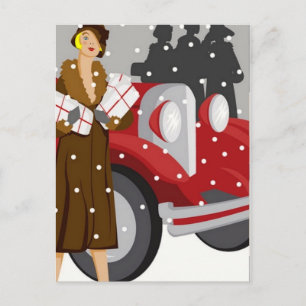 Christmas Shopping in the Snow Postcard