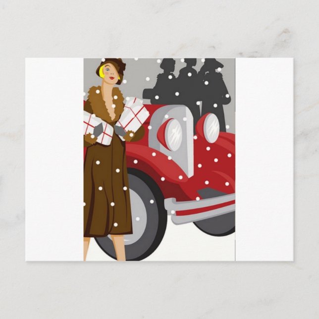 Christmas Shopping in the Snow Postcard (Front)