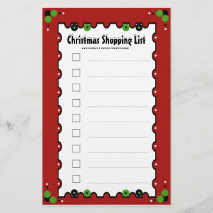 Christmas Shopping List Stationery