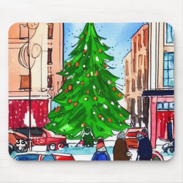 Christmas Shopping Mouse Mat (Front)
