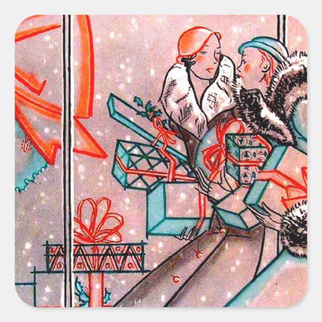 Christmas Shopping Square Sticker (Front)