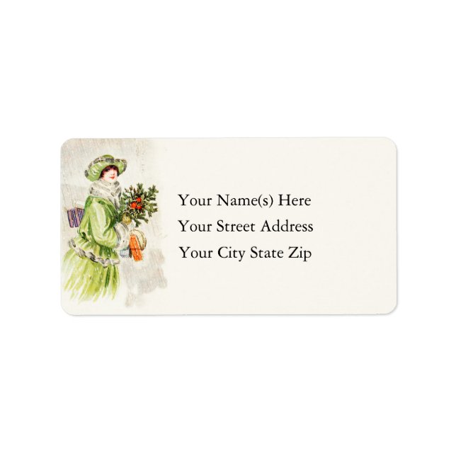 Christmas Shopping Vintage Address Label (Front)