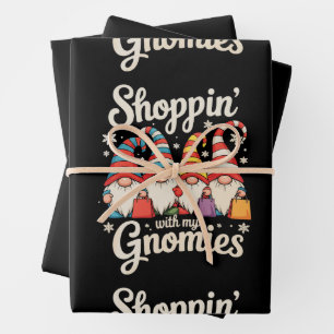 Christmas Shopping With My Gnomies Gnome Xmas Wrapping Paper Sheet