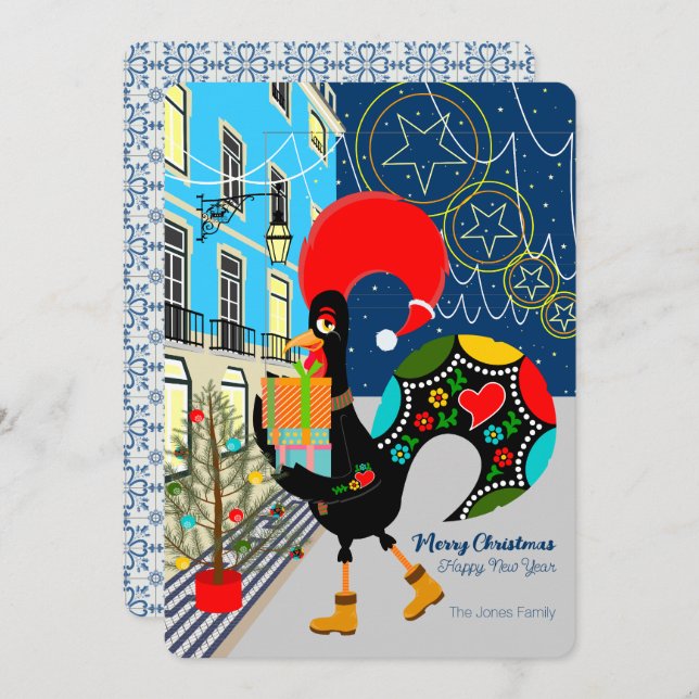 Christmas shopping with the Portuguese Rooster Card (Front/Back)