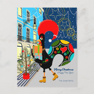 Christmas shopping with the Portuguese Rooster Holiday Postcard
