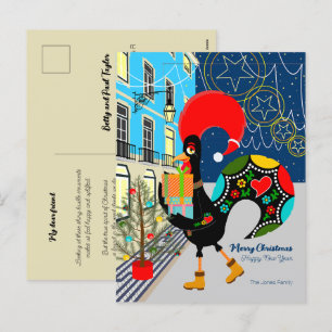 Christmas shopping with the Portuguese Rooster Holiday Postcard