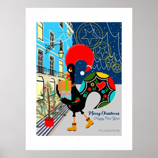 Christmas shopping with the Portuguese Rooster Poster (Front)