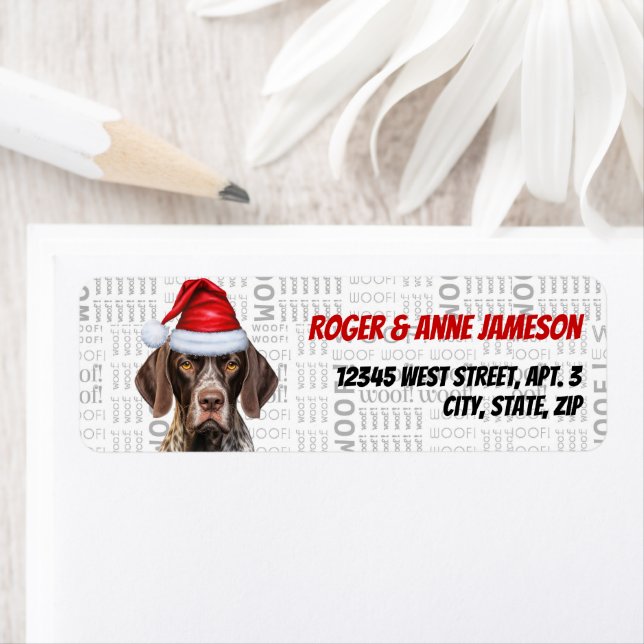 Christmas Shorthair Pointer Dog Return Address (Insitu)