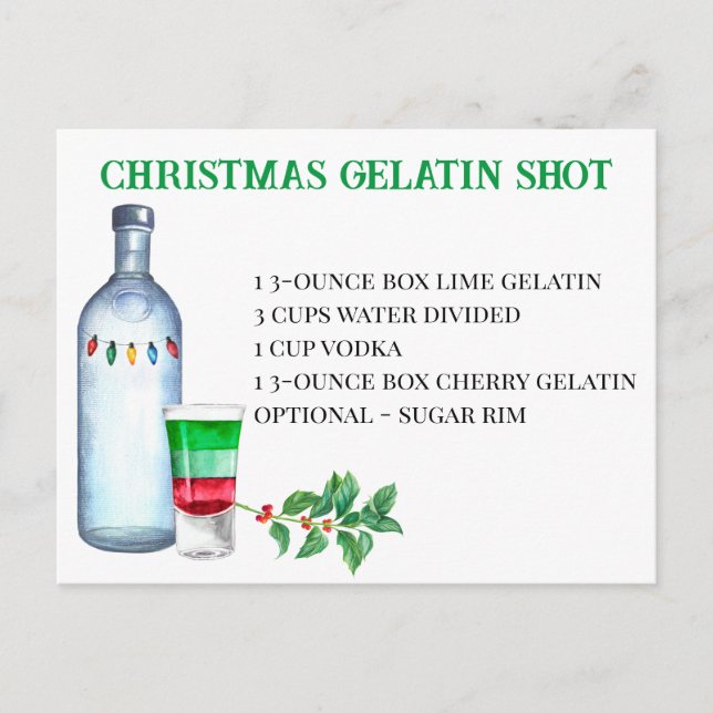 Christmas Shot Drink Recipe Holiday Party  Postcard (Front)