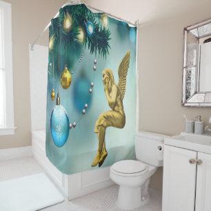 Christmas Shower Curtain, Angel Shower Curtain