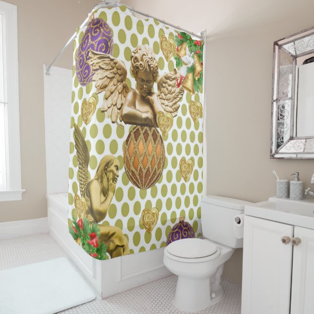 Christmas Shower Curtain, Angel Shower Curtain (In Situ)