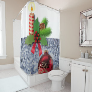 Christmas Shower Curtain, Candle Curtain
