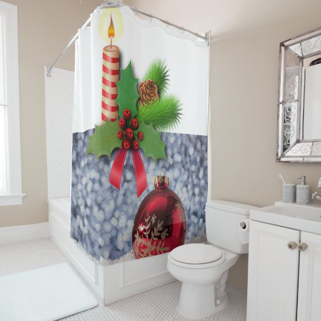 Christmas Shower Curtain, Candle Shower Curtain (In Situ)