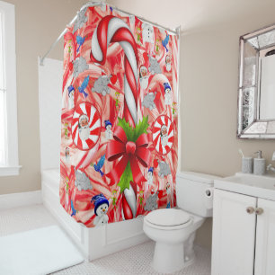 Christmas Shower Curtain, Candy Cane Shower Curtain