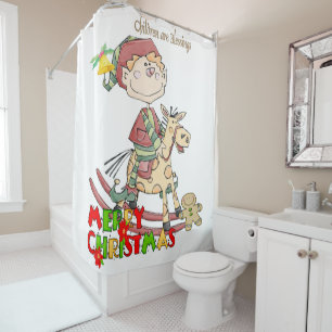 Christmas Shower Curtain, Children are Blessings Curtain