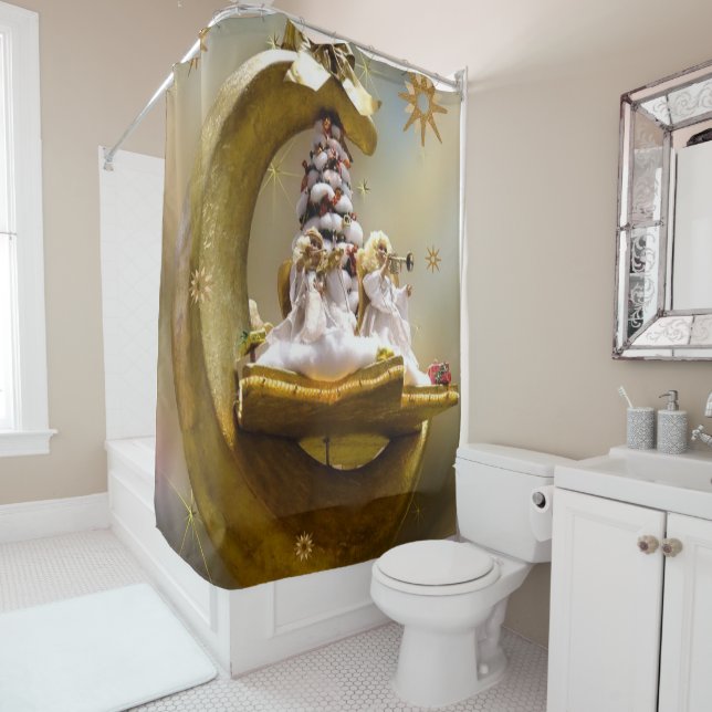 Christmas Shower Curtain, Christmas Angel Curtain (In Situ)